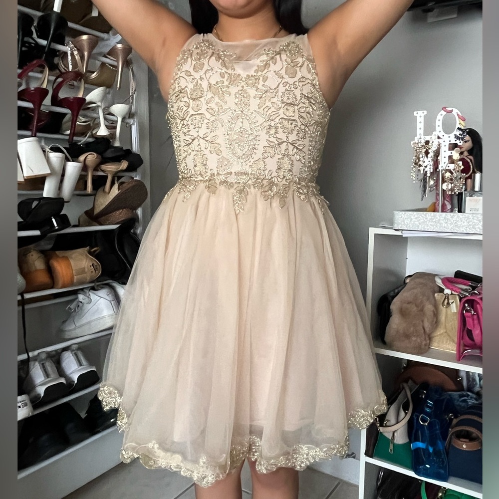 Little girls gold/ champagne dress